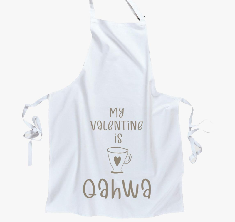 My Valentine is Qahwa - török/arab kávés (világos) kötény 