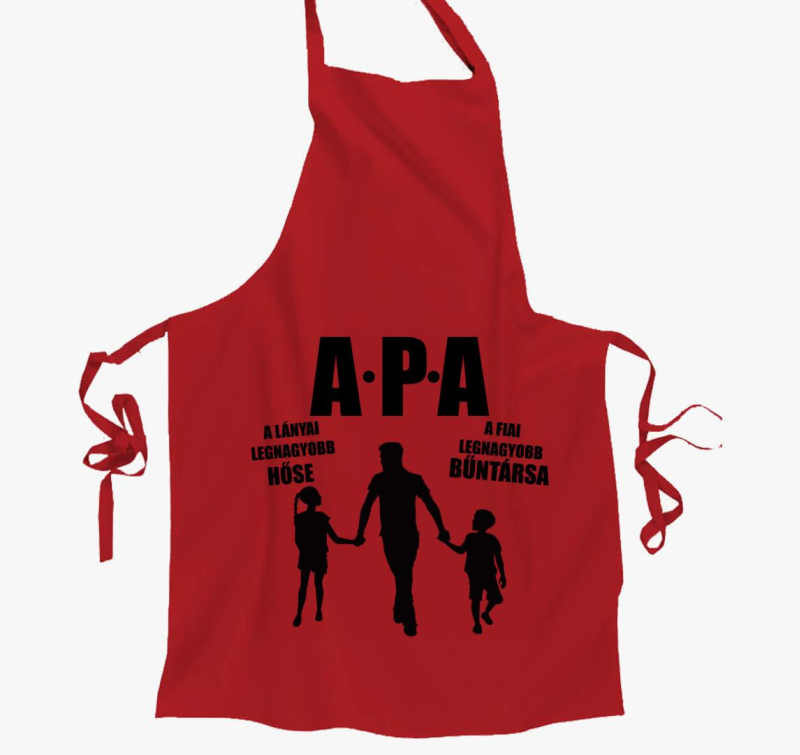 Apa lánya és fia gyerekekkel kötény