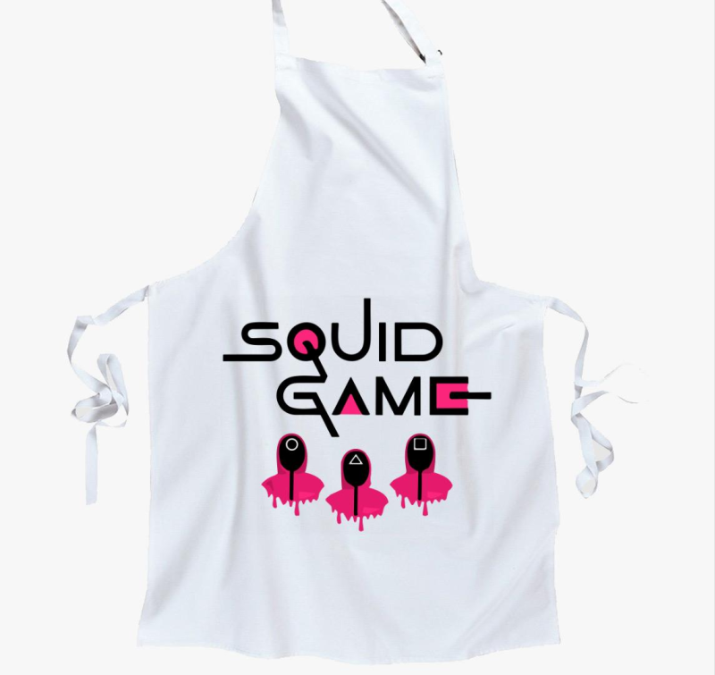 Squid Game feliratú kötény