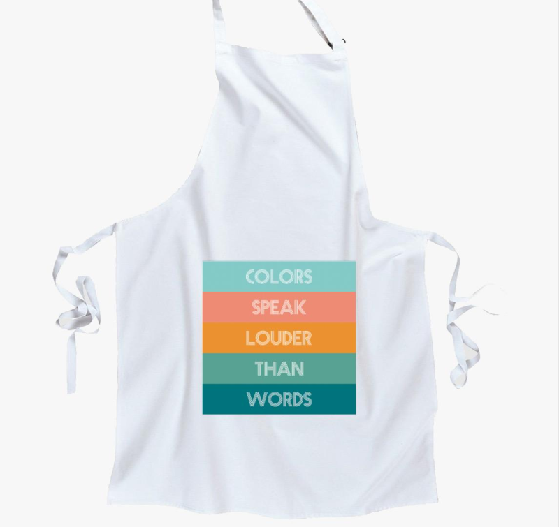 COLORS SPEAK LOUDER THAN WORDS kötény