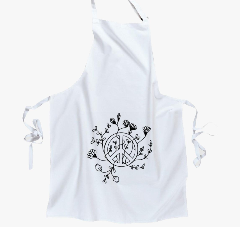 Békejeles monokróm kötény