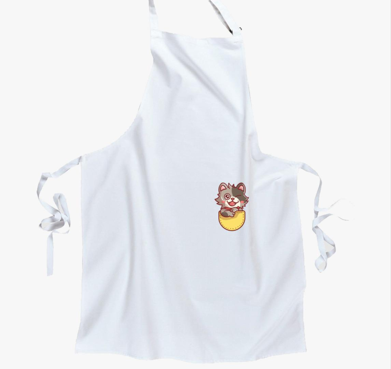 Kismacskás zsebmintás kötény