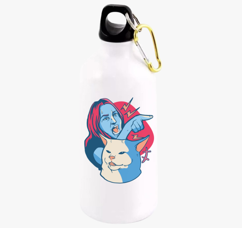 Macskával kiabáló nő meme kulacs