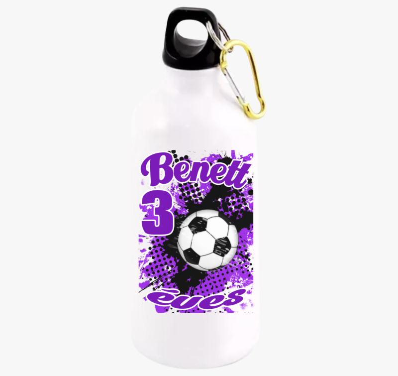 Focilabda lila fehér szülinapi gyerek kulacs