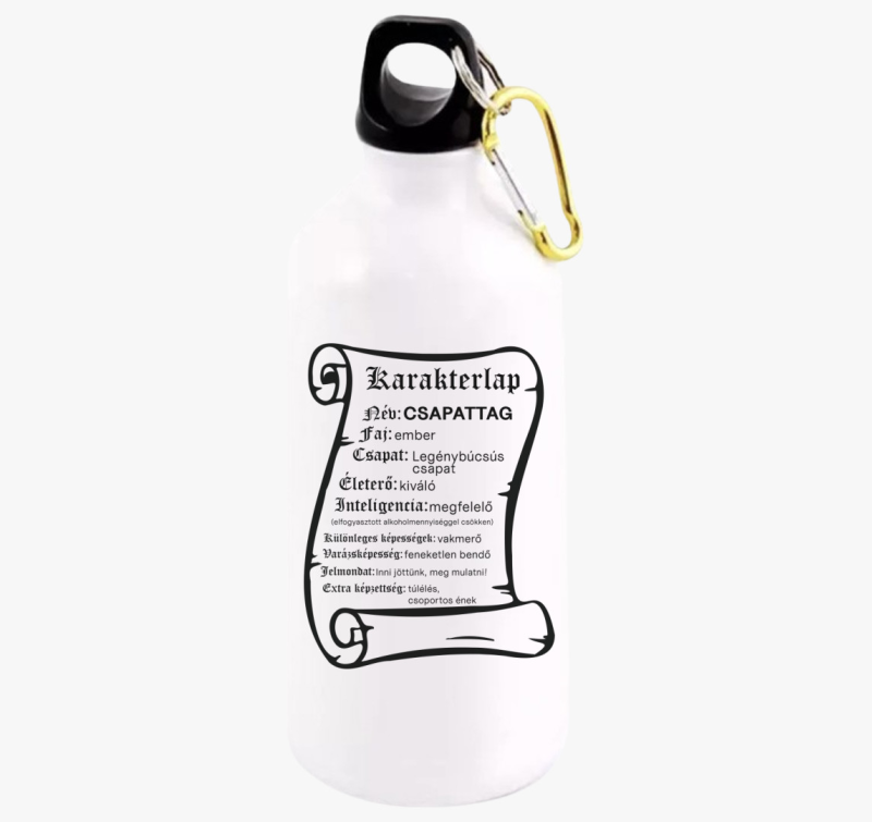 Karakterlap csapattag kulacs