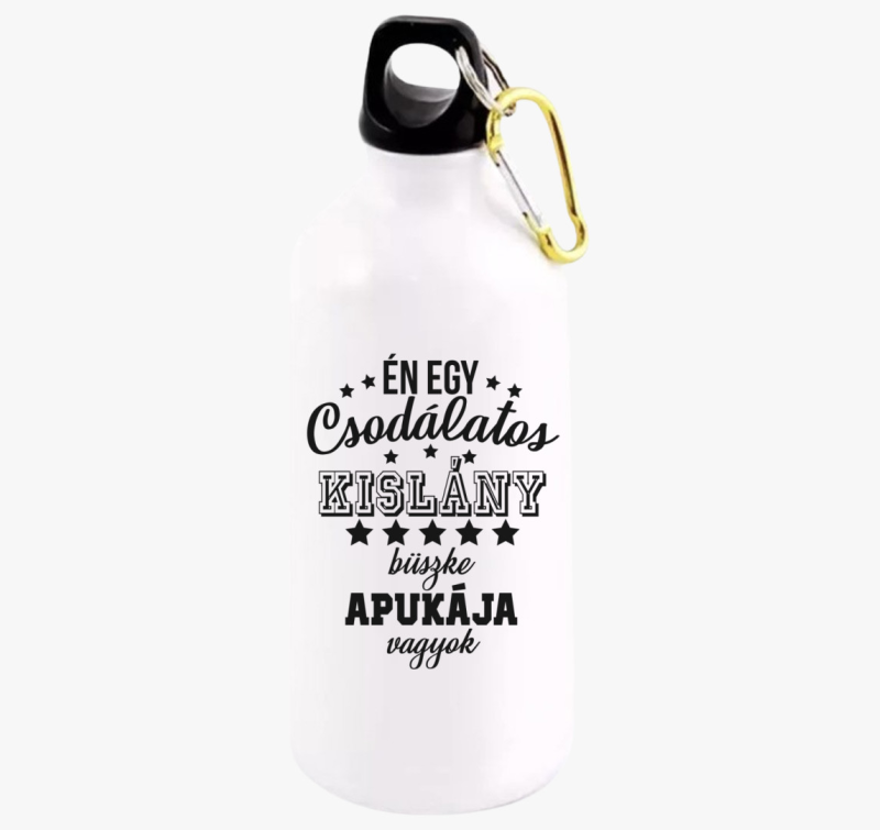 Csodálatos kislány büszke apukája kulacs