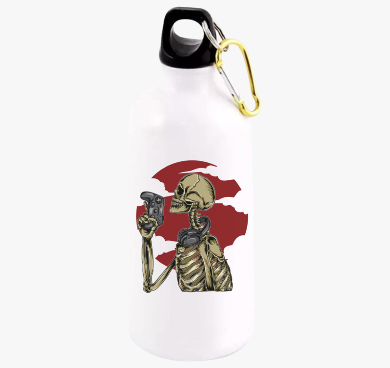 Videojátékozó csontvázas kulacs