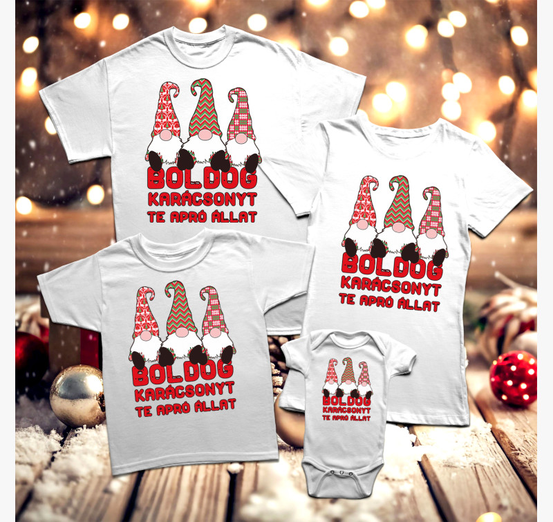 Boldog karácsonyt te apró állat családi pólószett