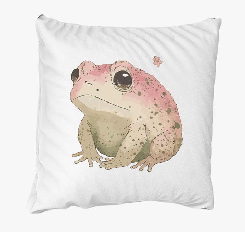 Sad pink frog párna