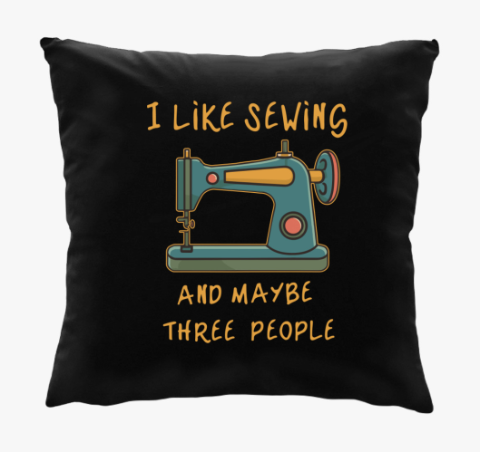 Sewing and 3 people párna