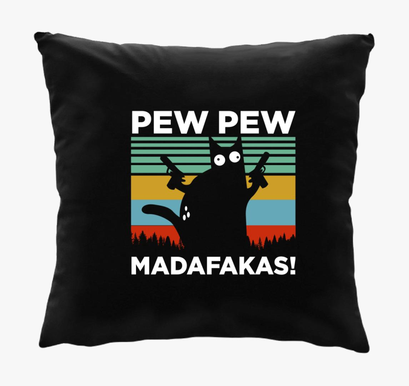 Macska Pew Pew vicces párna