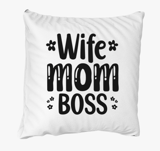 Wife Mom Boss virágos párna