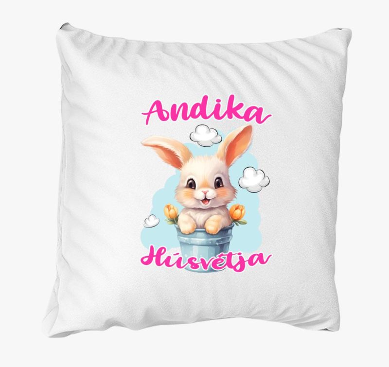 Húsvéti nyuszi vödörben lányos gyerek párna