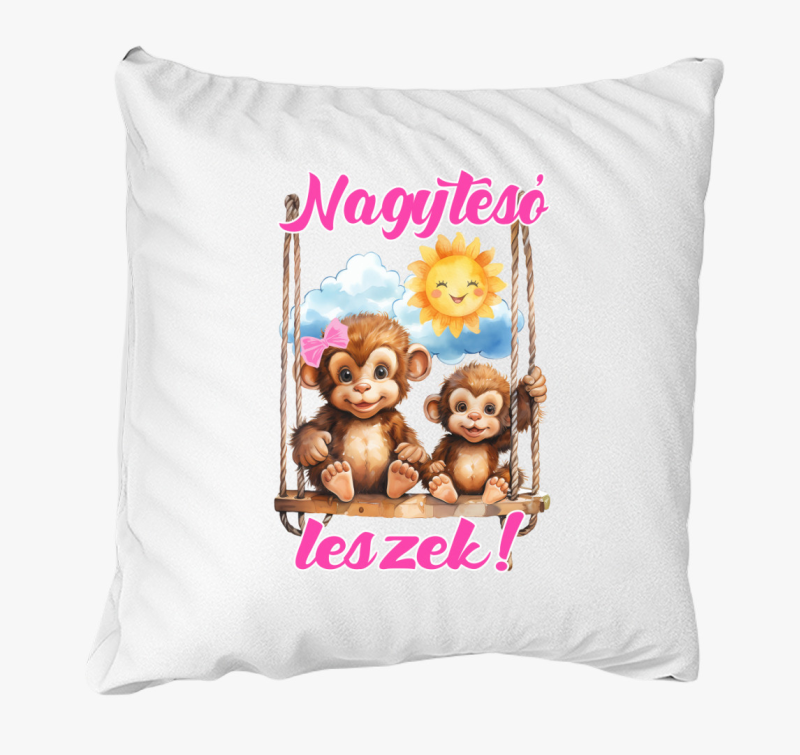 Nagytesó leszek, kismajmok hintán lányos párna