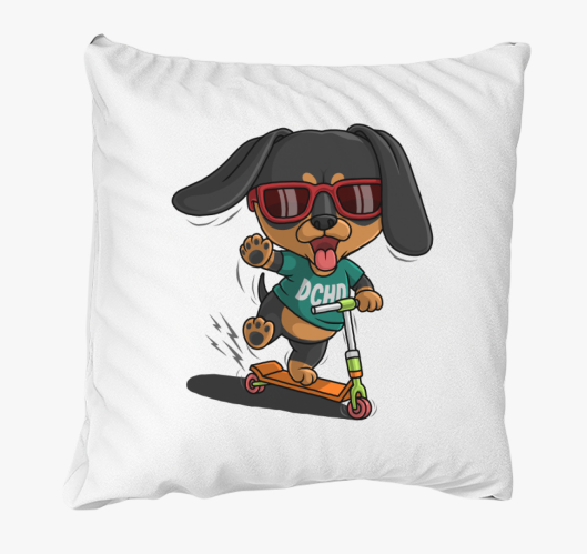 Rollerező kutya párna