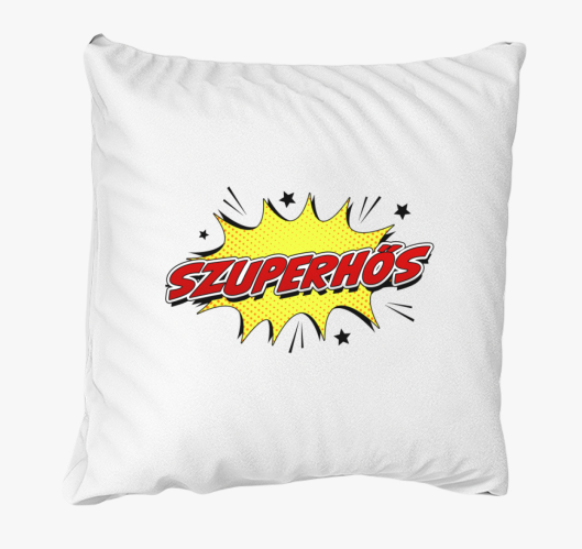 Szuperhős felirat párna
