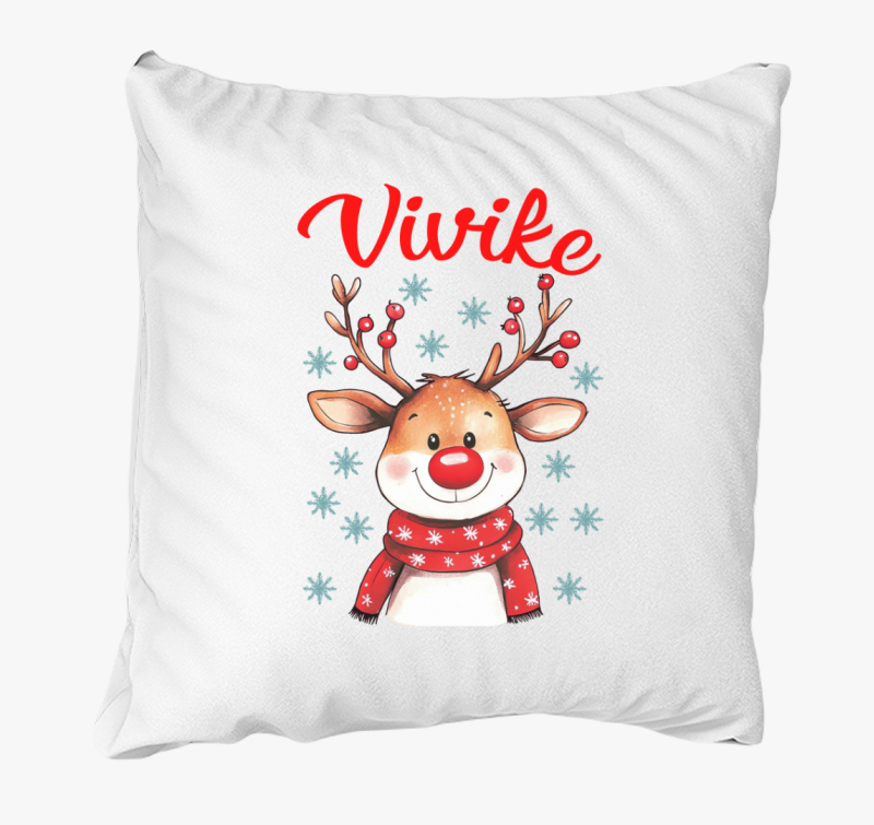 Karácsonyi családi szett rénszarvas fej hópihékkel feliratozható párna