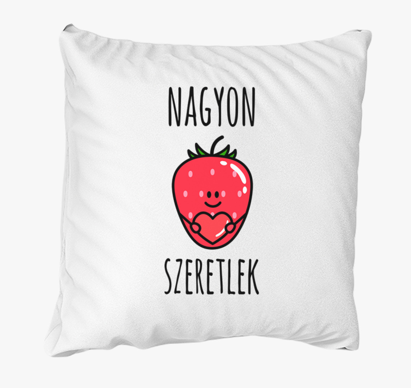 Nagyon szeretlek eperke mintás párna