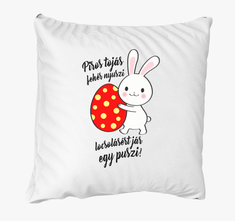 Piros tojás fehér nyuszi locsolkodós párna
