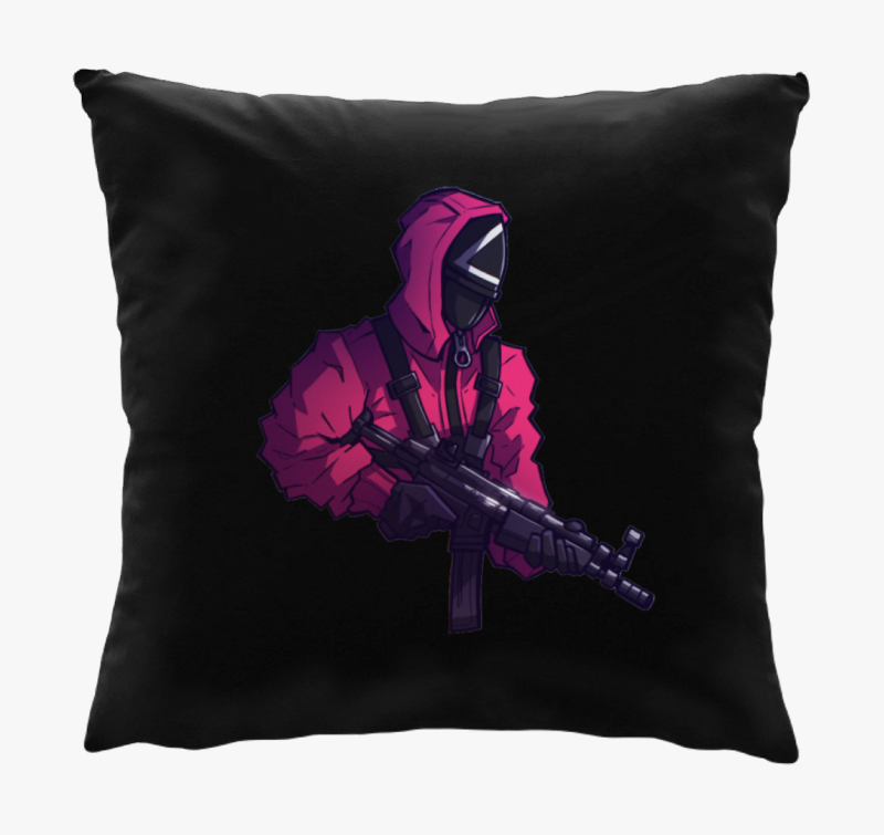 Squid Game géppisztolyos katona párna