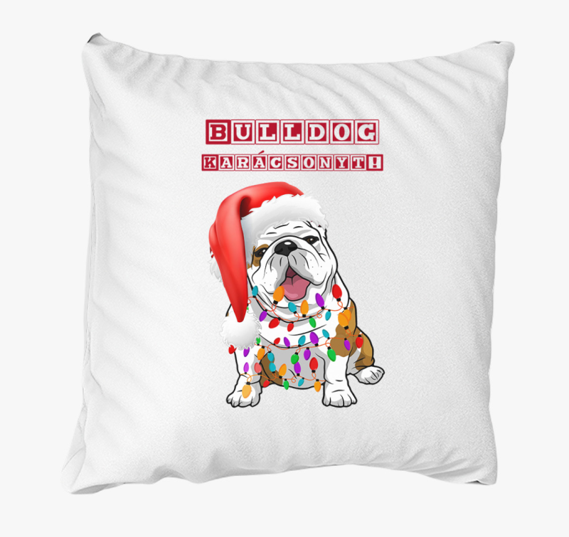 Bulldog Karácsonyt párna