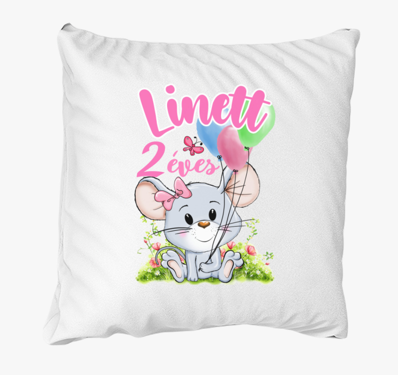 Egérke lányos szülinapi gyerek párna