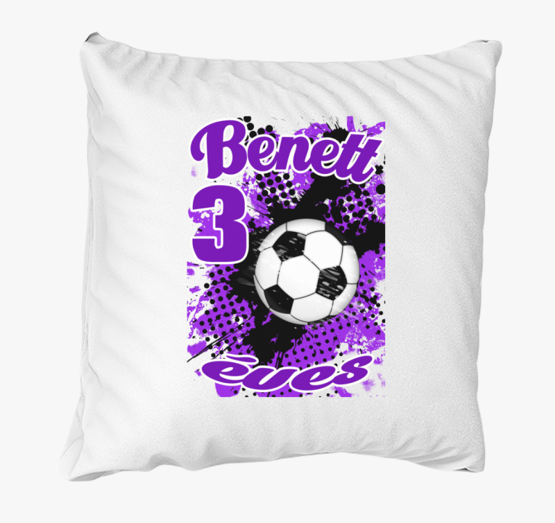 Focilabda lila fehér szülinapi gyerek párna