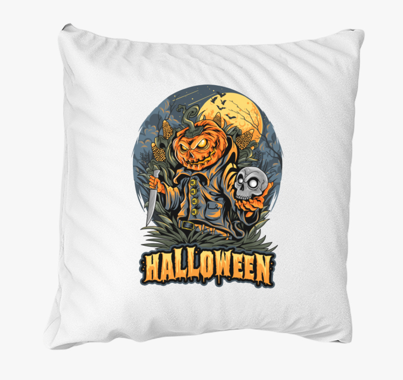Halloween-i tökfej késsel párna