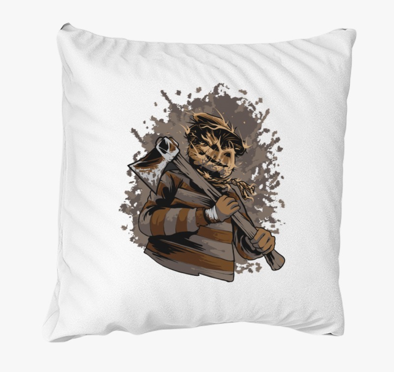 Baltás madárijesztő Halloween-i párna