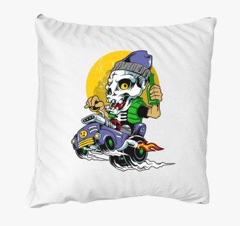 Halloween-i dragster csontváz párna