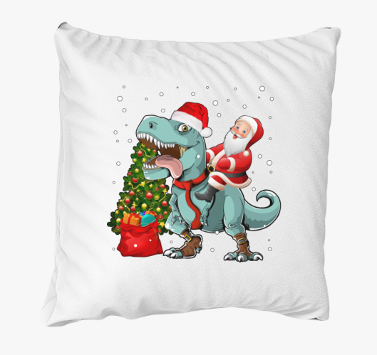 Mikulás a T-Rex hátán párna...