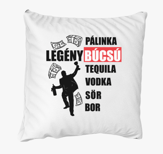 Legénybúcsú italokkal párna...