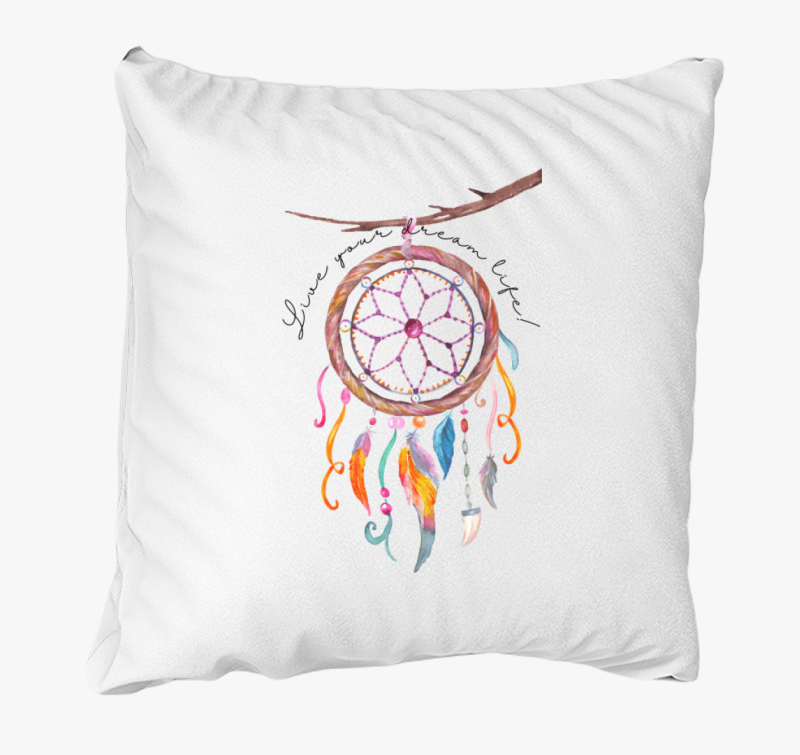 Álomfogó hippie párna, faágon, live your dream life - angol