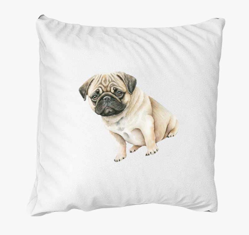 Mopsz akvarell párna