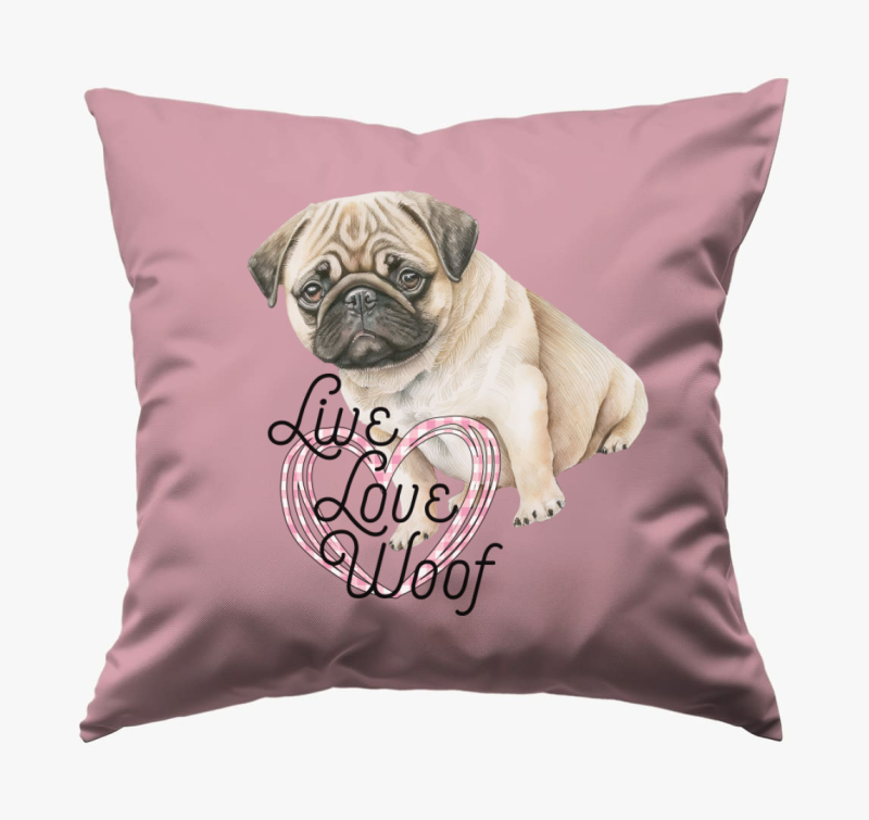 Mopsz szivecskés párna