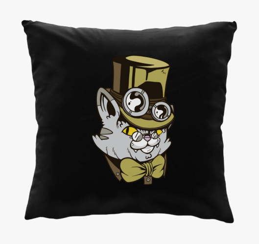 Kalapos Steampunk Macska párna...