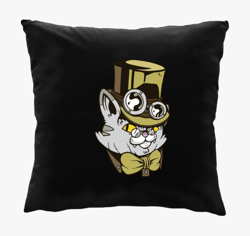 Kalapos Steampunk Macska párna