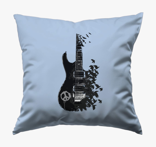 Black guitar and crow párna