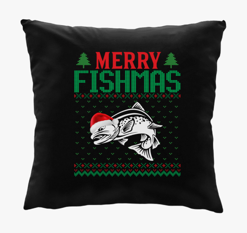 Merry fishmas karácsonyi horgász párna