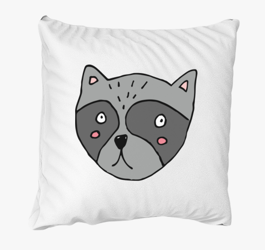 Megszeppent mosómedve párna