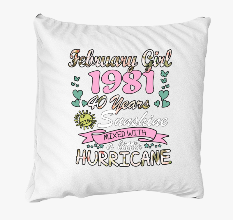 Sunshine and Hurricane Születésnapos párna - egyedi hónappal, egyedi évszámmal -