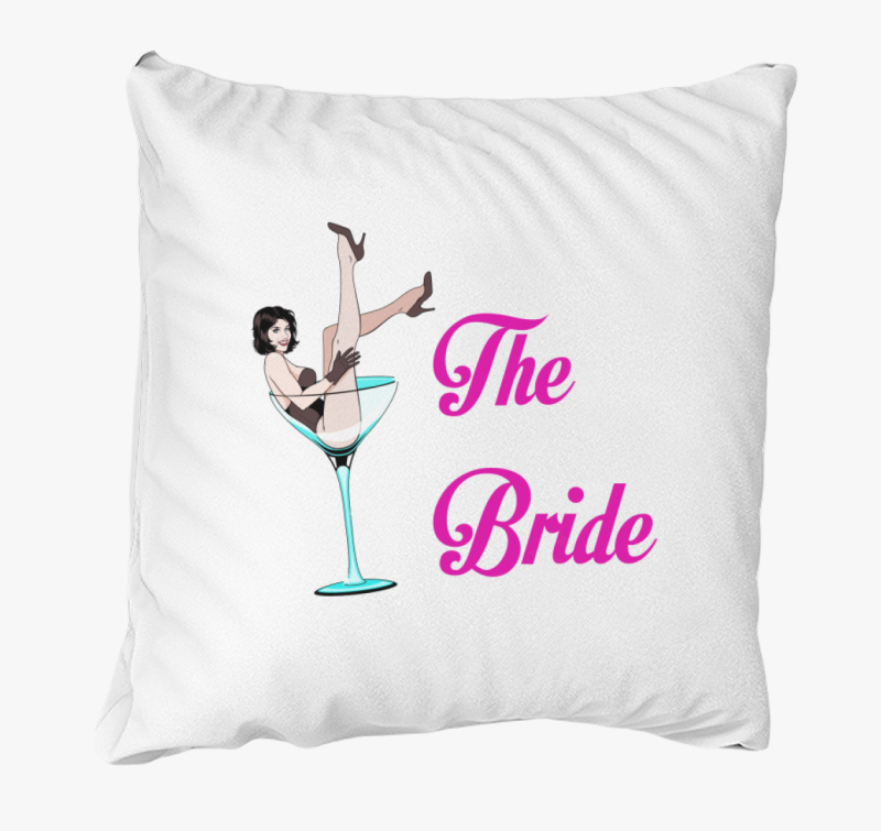 Lánybúcsúra koktélos menyasszony párna
