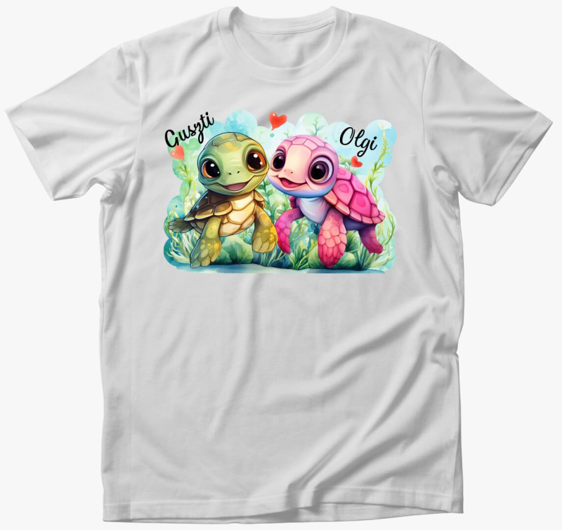 Összebújós szerelmes teknősök póló
