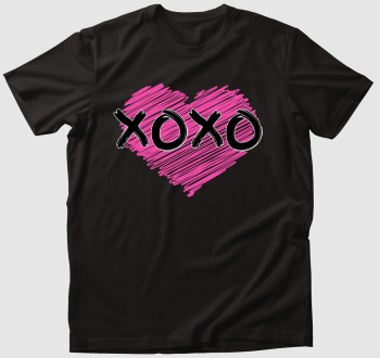 XOXO feliratos, pink mintás póló 