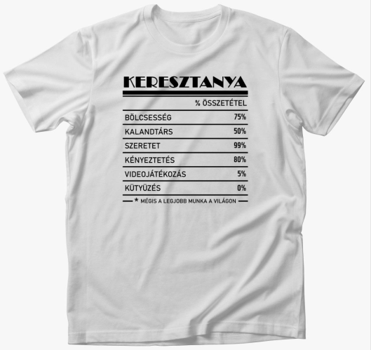 Keresztanya összetevők póló...