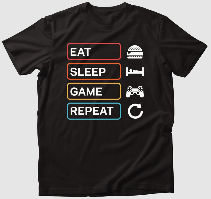 Eat sleep game repeat gamer póló