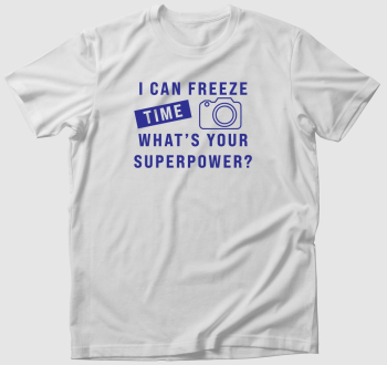 I can freeze time what's your superpower? kék mintás póló