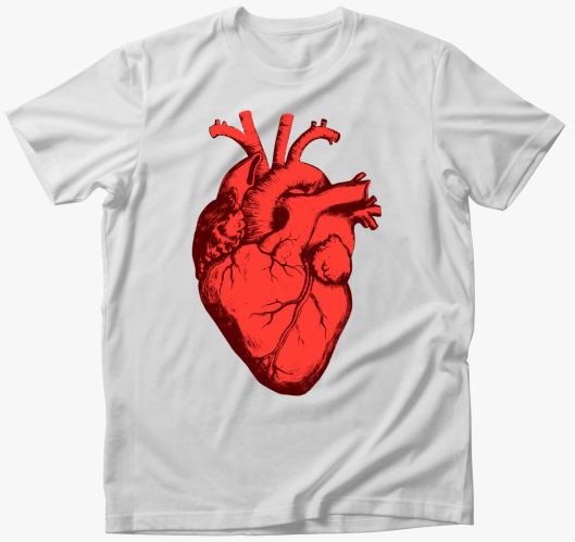 Piros anatómiai szív póló