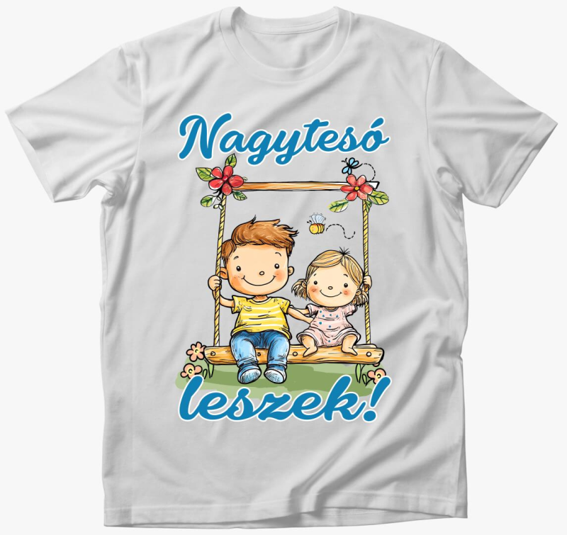 Nagytesó leszek, kisfiú hintázik pici lánnyal póló
