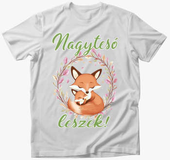 Nagytesó leszek, kisrókák zöld felirat póló